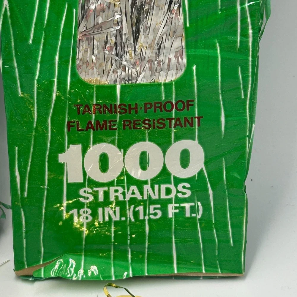 Vintage Christmas 80s Icicles Tinsel Tree Silver Gold 18